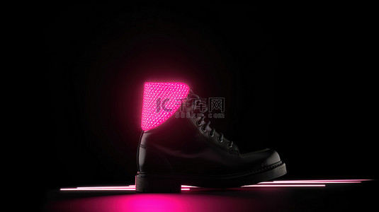 带鞋跟标志的粉红色交通灯的孤立黑色 3d 渲染