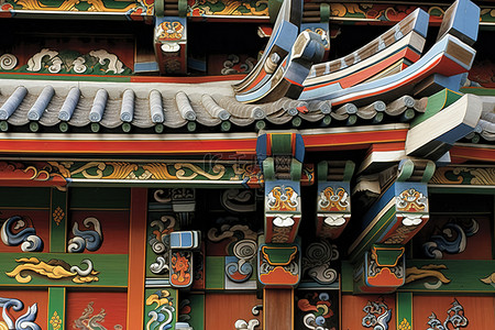 图案细节背景图片_一座拥有色彩缤纷细节的韩国建筑