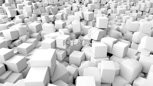 带纹理的背景上白色变形立方体的抽象 3D 渲染