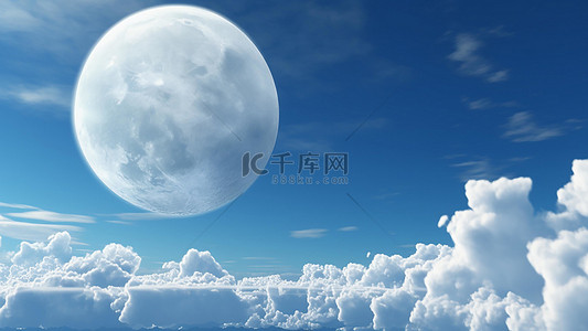 云朵之上背景图片_月亮天空星系云海