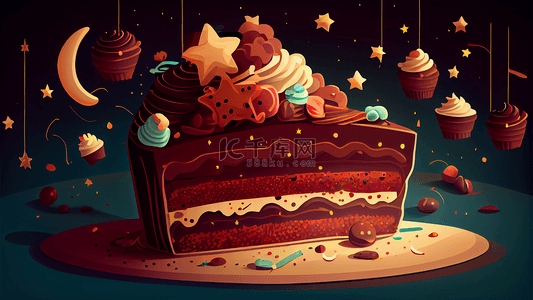 生日蛋糕卡通背景图片_生日蛋糕装饰背景