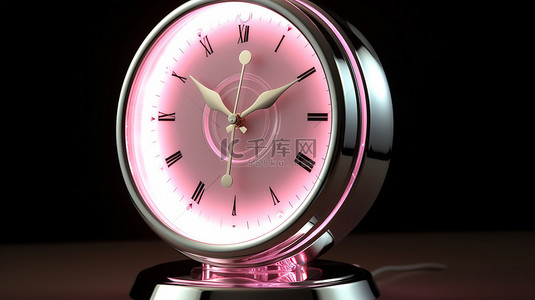银针背光表盘灯 3D 时钟粉色 15 分钟至晚上 8 点 7 点 45 分