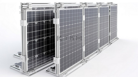背景用电背景图片_3d 太阳能电池板渲染白色背景