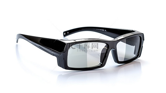 沉浸式娱乐背景图片_时尚的 3D 眼镜，可在白色背景下隔离观看沉浸式电视