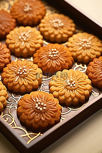 的中国背景图片_烤盘上的中国香港甜饼干的图像