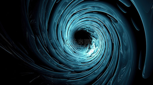 蓝色条纹曲线背景图片_以 3d 呈现的蓝色和白色单色螺旋门户抽象分形