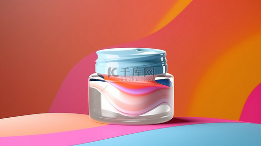 白色乳液背景图片_充满活力的 3D 渲染化妆品塑料罐样机