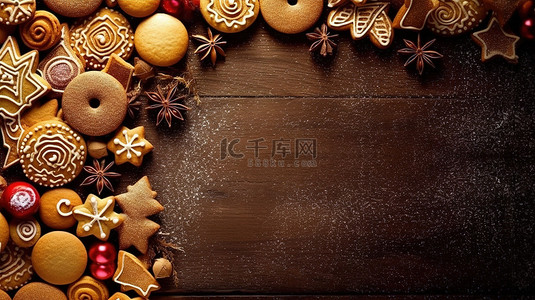 聖誕薑餅背景图片_节日的节日圣诞饼干框架