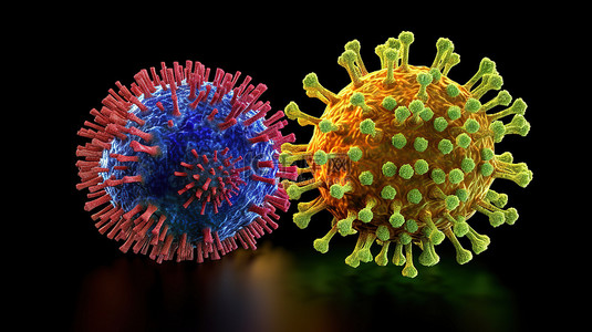 包括 SARS cov 2 在内的电晕家族病毒的 3D 渲染