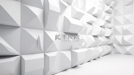3d 渲染抽象几何墙背景白色