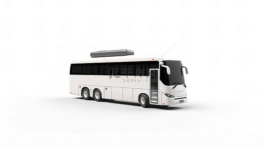 白色背景下手机屏幕上显示的白色旅游巴士的虚拟预订 3D 渲染