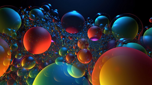 体积气泡 3d 屏幕保护程序滚动五颜六色和各种大小