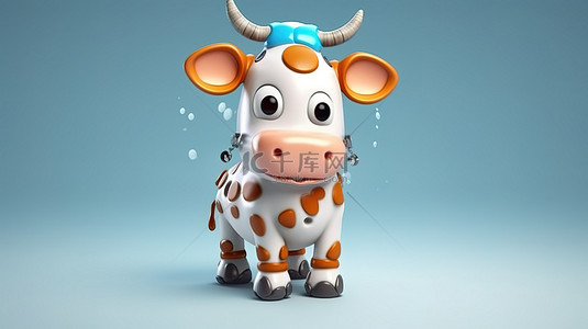 可爱水牛背景图片_可爱的 3D 牛表演
