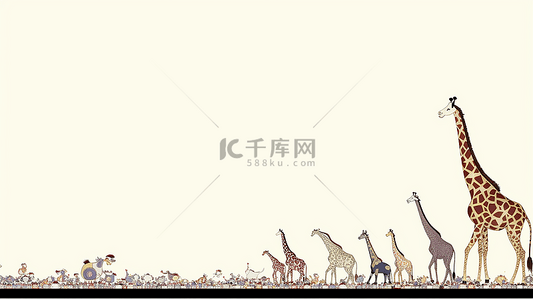卡通长颈鹿边框背景图片_动物卡通背景