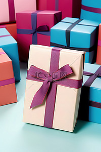 盒子盒背景图片_带礼品标签的蓝色礼品盒