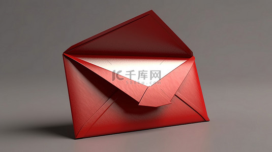 3d 渲染一个打开的信封，里面有邮件