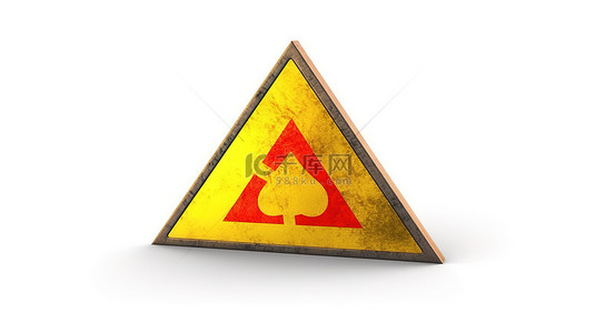 危害标志背景图片_小心易燃和易燃物质黄色三角形火灾警告标志白色背景隔离 3D 插图