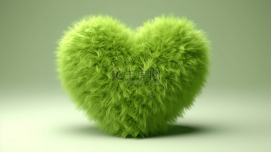 绿色心背景图片_3d 天鹅绒般的绿色心形插图