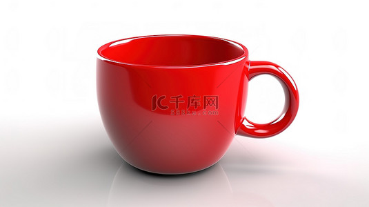 咖啡厅茶背景图片_白色背景与 3d 渲染的红色杯子