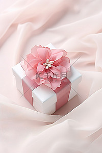 粉色花朵装饰背景图片_带有粉色花朵装饰的小礼盒