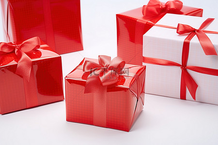 红色圣诞包装礼物和卡片