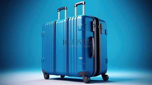 蓝色手提箱样机的 3d 插图
