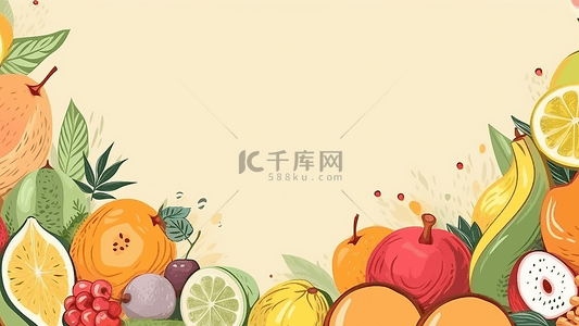 新鲜水果水果海报背景图片_水果边框海报