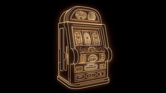 透气性图标背景图片_用于赌博的 3D 渲染老虎机的单色轮廓图标
