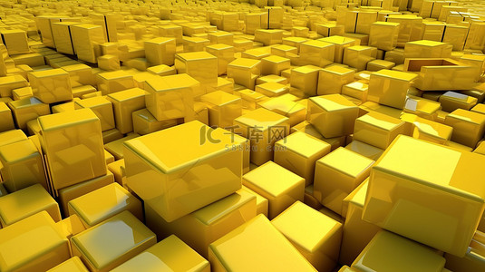 黄色礼物盒子背景图片_悬浮在 3d 空间中的黄色礼盒