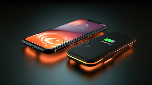 电池充电动图背景图片_双智能手机用户的创新充电共享技术 3D 渲染