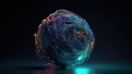 3D 抽象设计中的动画球体，具有运动图形和插图