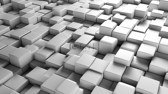三维形状的抽象灰色和白色马赛克背景，用 3D 渲染说明