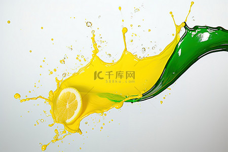 简单黄色背景图片_柠檬汁飞溅飞溅的黄色图像
