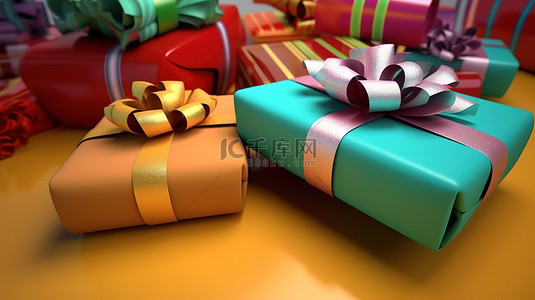 圣诞优惠券背景图片_节日礼物和空优惠券 3D 设计渲染图像