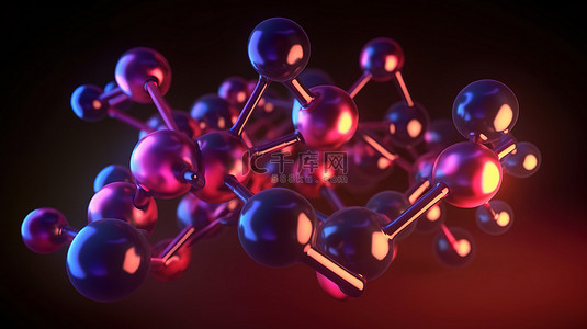 分子结构水平背景图片_原子水平的分子结构 3d 渲染用于医疗传单和横幅的原子和分子