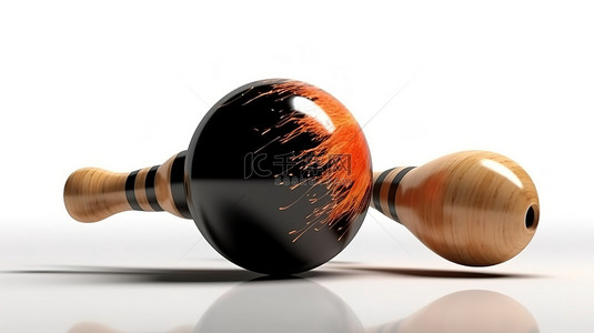 球碰撞背景图片_保龄球与孤立的球瓶碰撞的 3D 插图