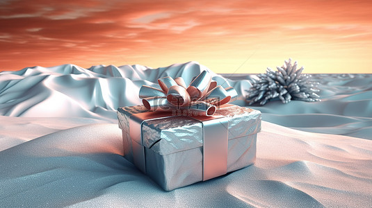 节日圣诞节背景，配有 3D 渲染礼品盒