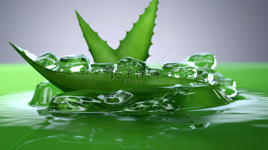 绿色芦荟凝胶的 3D 渲染插图