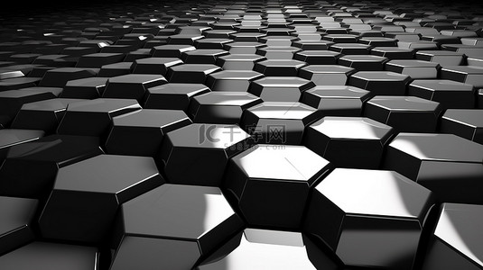 白色几何无缝模式背景图片_黑色和白色背景中的六角形抽象 3d 图案