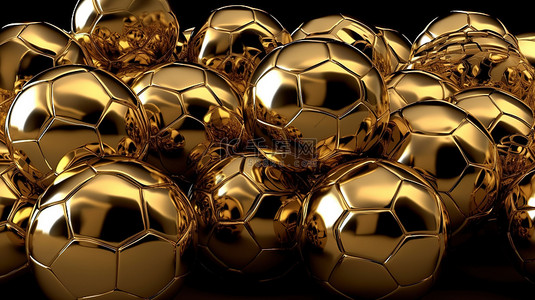 黄金足球的空白画布在 3d 渲染中为个性化文本做好准备