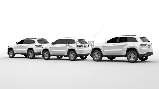 卡座带冰箱背景图片_适合大家庭的高级 7 座 SUV 白色隔离背景 3D 渲染