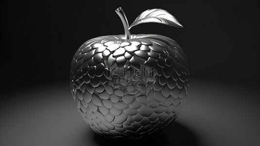 金苹果背景图片_闪亮的银苹果的高分辨率 3D 插图