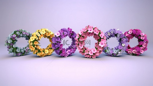 植物花环花环背景图片_华丽的 3D 渲染花环