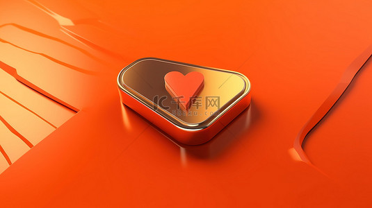 橙色背景中的红色 3D 播放按钮，用于视频流