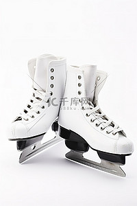 白色背景上的白色溜冰鞋的图像