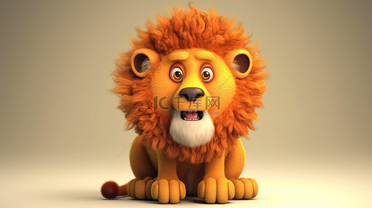 幽默的狮子通过 3D 渲染栩栩如生