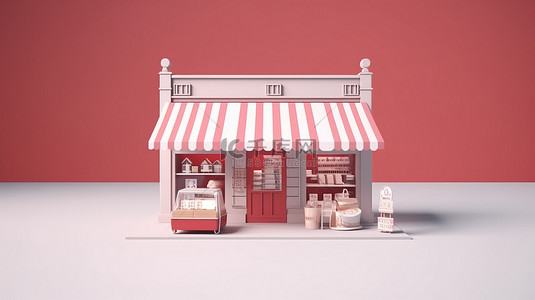 裙子粉色背景图片_电子商务商店的概念 3D 渲染