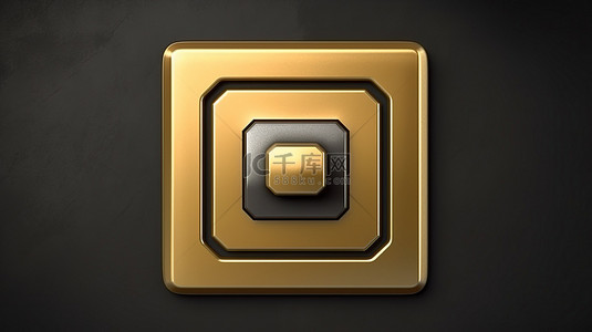 金色数字 3D 渲染黑色方形键盘按钮 ui ux 界面元素设计中的复古电视符号