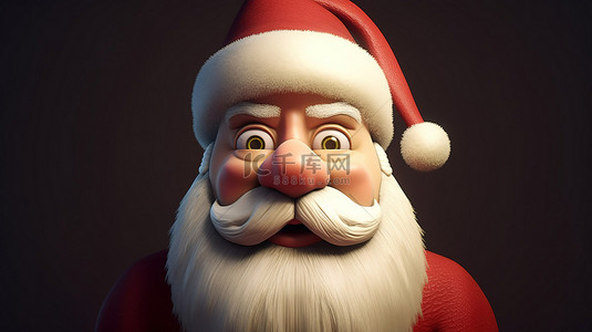圣诞老人在 3d 卡通渲染中的艺术肖像