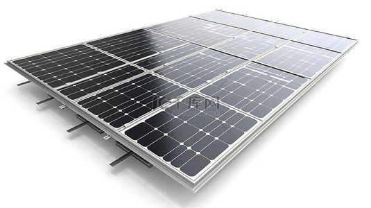 3d 太阳能电池板隔离在白色背景下，可持续能源解决方案